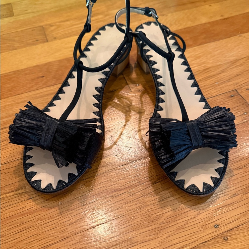 Anthropologie Rafia Bow Sandals